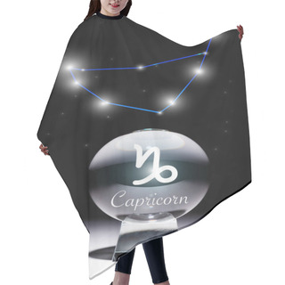 Personality  Crystal Ball With Capricorn Zodiac Sign Isolated On Black With Constellation Hair Cutting Cape