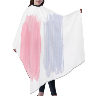 Personality  Top View Of Abstract Pink And Blue Paint Brushstrokes On White Background Hair Cutting Cape
