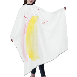 Personality  Abstract Painting With Yellow And Pink Watercolor Strokes With Red Splatters Hair Cutting Cape