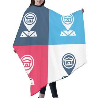 Personality  Address Blue And Red Four Color Minimal Icon Set Hair Cutting Cape