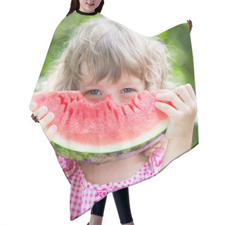 Personality  Happy Child Eating Watermelon Hair Cutting Cape