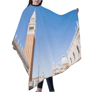 Personality  Low Angle View Of Saint Mark Bell Tower And Cathedral Basilica Of Saint Mark In Venice, Italy  Hair Cutting Cape