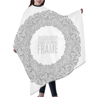 Personality  Vector Black And White Floral Frame Pattern Of Flowers, Spirals, Swirls And Doodles Hair Cutting Cape