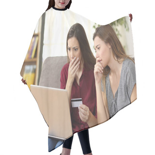 Personality  Worried Friends Buying On Line With Credit Card Hair Cutting Cape
