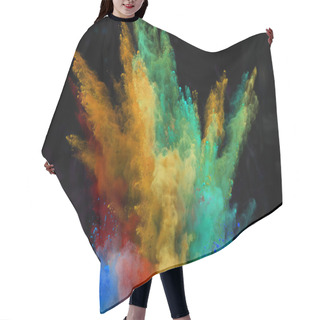 Personality  Launched Colorful Powder Over Black Hair Cutting Cape