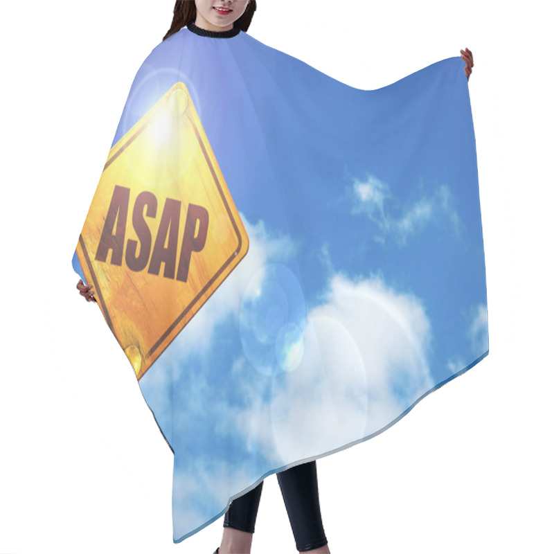 Personality  Yellow Road Sign With A Blue Sky And White Clouds: Asap Hair Cutting Cape
