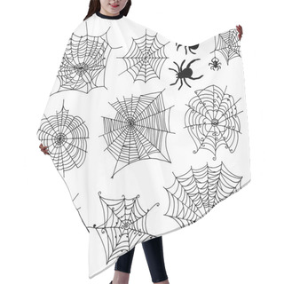 Personality  Set Of 10 Different Spiderwebs And Spiders On White Background Hair Cutting Cape