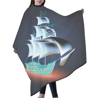 Personality  Pirate Ship Vector Illustration Hair Cutting Cape