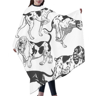 Personality  Black White Set With Hunting Dogs Hair Cutting Cape
