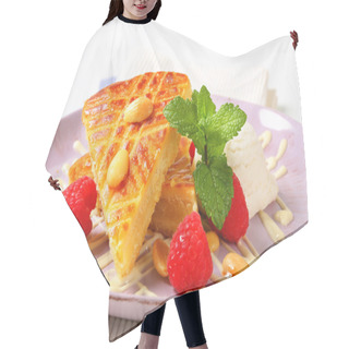 Personality  Almond Cake With Ice Cream And Raspberries Hair Cutting Cape