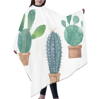 Personality  Cactus Isolated On White Hair Cutting Cape
