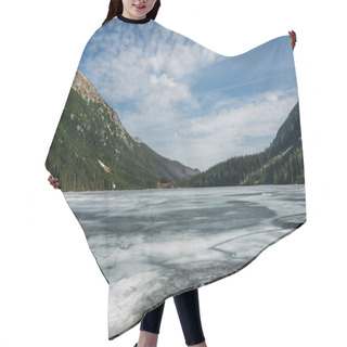 Personality  View Of Lake With Ice On Surface And Mountains On Background, Morskie Oko, Sea Eye, Tatra National Park, Poland Hair Cutting Cape