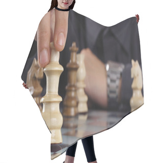Personality  Businessman Playing Chess Hair Cutting Cape