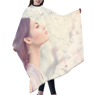 Personality  Spring Fashion Girl In Blooming Trees Hair Cutting Cape