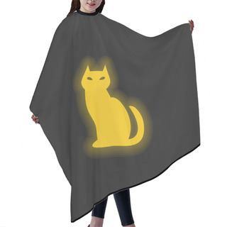 Personality  Black Evil Cat Yellow Glowing Neon Icon Hair Cutting Cape