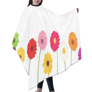 Personality  Vector Horizontal Seamless Background With Colorful Gerbera Flowers. Hair Cutting Cape