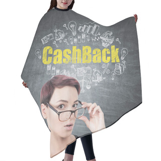 Personality  Surprised Woman Taking Off Glasses, Cashback Hair Cutting Cape