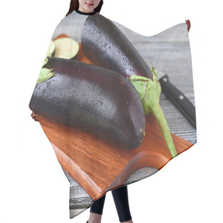 Personality  Raw Aubergines On A Cutting Board Hair Cutting Cape