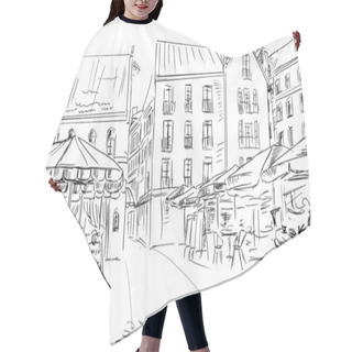 Personality  Illustration To The Old Town - Sketch Hair Cutting Cape