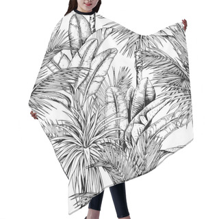 Personality  Black And White Tropical Pattern With Sketchy Palm Trees. Hair Cutting Cape