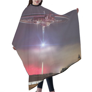 Personality  3D Illustration Of A Spaceship Over Washington DC Hair Cutting Cape
