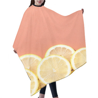 Personality  Slices Of Lemon On Salmon Background Hair Cutting Cape