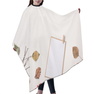 Personality  Paper Card Mock Up And Autumn Dry Autumn Leaves Hair Cutting Cape