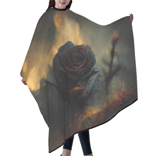Personality  Smoldering, Burning Roses On Fire Floating On Dark Water, Digital Art Hair Cutting Cape