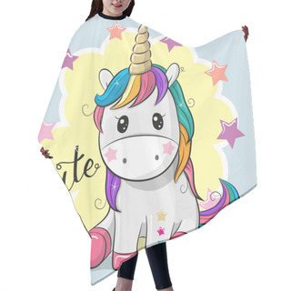 Personality  Cartoon Unicorn Isolated On A Blue Background Hair Cutting Cape