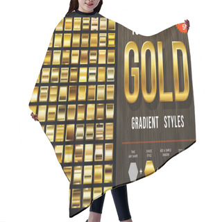 Personality  100 Vector Gold Gradient Styles. Golden Squares Collection With Contour. Golden Background Texture. Mega Collection Golden Gradient Materials. EPS10 Hair Cutting Cape