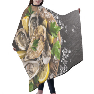 Personality  Fresh Oysters On A Black Stone Hair Cutting Cape