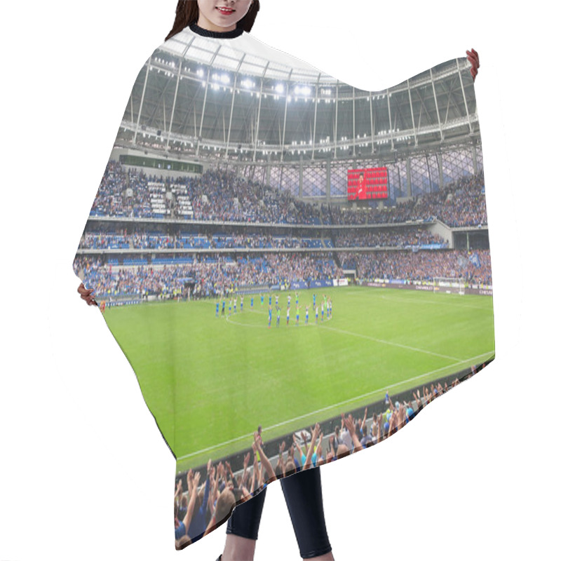 Personality  MOSCOW, RUSSIA - May 26, 2019: VTB Arena. The Opening Match Of The Dinamo Stadium In Moscow. Dynamo Moscow Vs Arsenal Tula Hair Cutting Cape