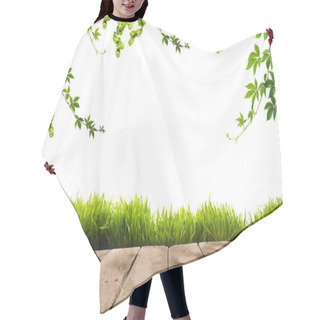 Personality  Green Leaves, Sward And Wooden Planks Hair Cutting Cape