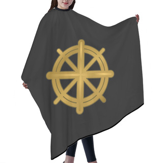 Personality  Boat Helm Gold Plated Metalic Icon Or Logo Vector Hair Cutting Cape