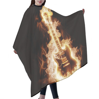 Personality  Electronic Guitar Enveloped Flames On A Black Background Hair Cutting Cape