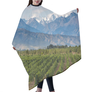 Personality  Vineyards In Front Of Snowy Mountains Hair Cutting Cape