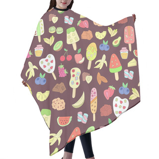 Personality  Doodle Ice Cream, Fruits, Berry, Sweets Pattern Hair Cutting Cape