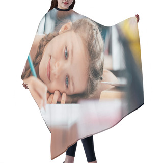 Personality  Little Girl Writing Homework Hair Cutting Cape