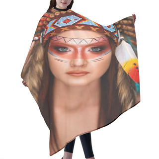 Personality  Native Indian American Headdress And Face Paint Hair Cutting Cape
