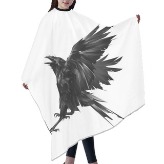 Personality  Drawn Flying Raven Bird On White Background Hair Cutting Cape