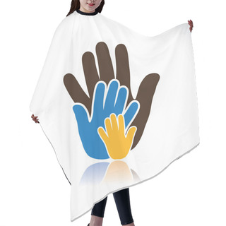 Personality  Colorful Hand Icons(signs) Of People Showing Concept Of Family- Hair Cutting Cape