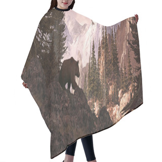 Personality  Grizzly Bear Lookout Silhouette Hair Cutting Cape