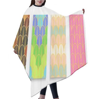 Personality  Chinese Gold Fan Funky Cover Set. Japanese Retro Cover Set. Simple Dynamic Edgy Fabric Backgroud. Halftone Stripes Poster. Luxurious Kimono Texture. Bright Color Ethnic A4 Design. Hair Cutting Cape