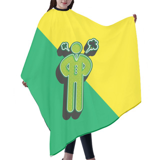 Personality  Angry Boss Green And Yellow Modern 3d Vector Icon Logo Hair Cutting Cape