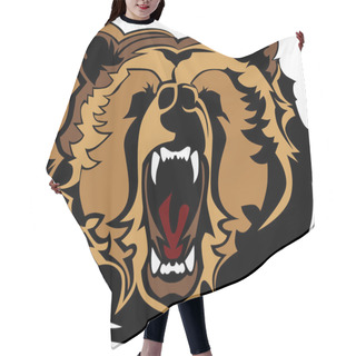 Personality  Grizzly Bear Mascot Head Vector Graphic Hair Cutting Cape