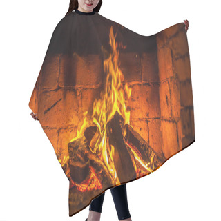 Personality  A Fire Burns In A Fireplace Hair Cutting Cape