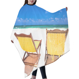 Personality  Picture Of Pina Colada And Sunglasses On Tropical Beach Hair Cutting Cape