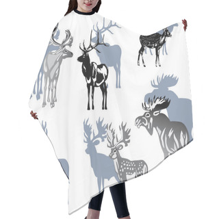 Personality  Six Grey Deers On White Hair Cutting Cape