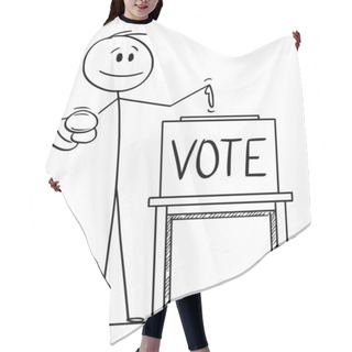 Personality  Vector Cartoon Illustration Of Man Pointing At Voter Or Elector And On Ballot Box With Vote Text To Inspire To Vote In Elections Hair Cutting Cape