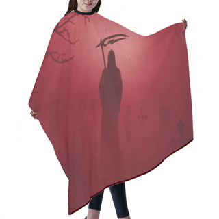 Personality  Silhouette Of A Grim Reaper On A Grave Yard, Halloween Concept Hair Cutting Cape